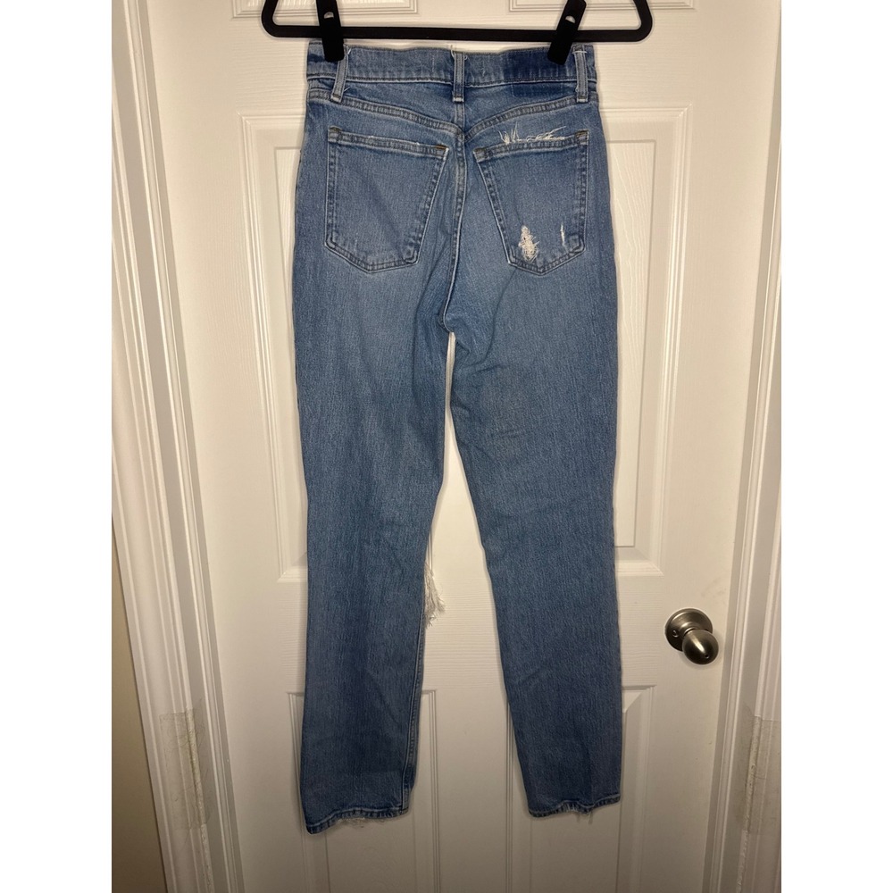 Abercrombie & Fitch Curve Love 90s Straight Low Rise Distressed Jeans 25 0R - Picture 3 of 3